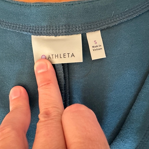 Athleta Teal Long Sleeve Midi V-Neck Dress size Small - Picture 4 of 4